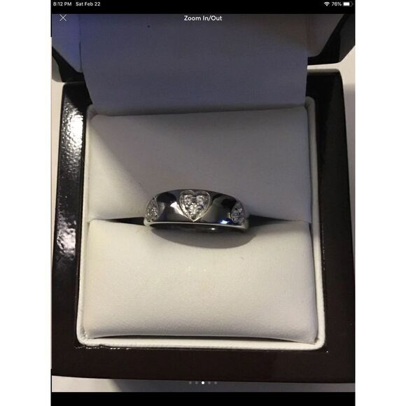 Gorgeous Triple Hearts Pave Sim Diamond Band Ring Sz 7 - Picture 3 of 6
